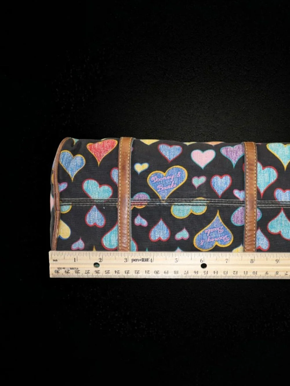 Vintage Dooney & Bourke Doodle Double Handle Multicolor Heart Barrel Bag